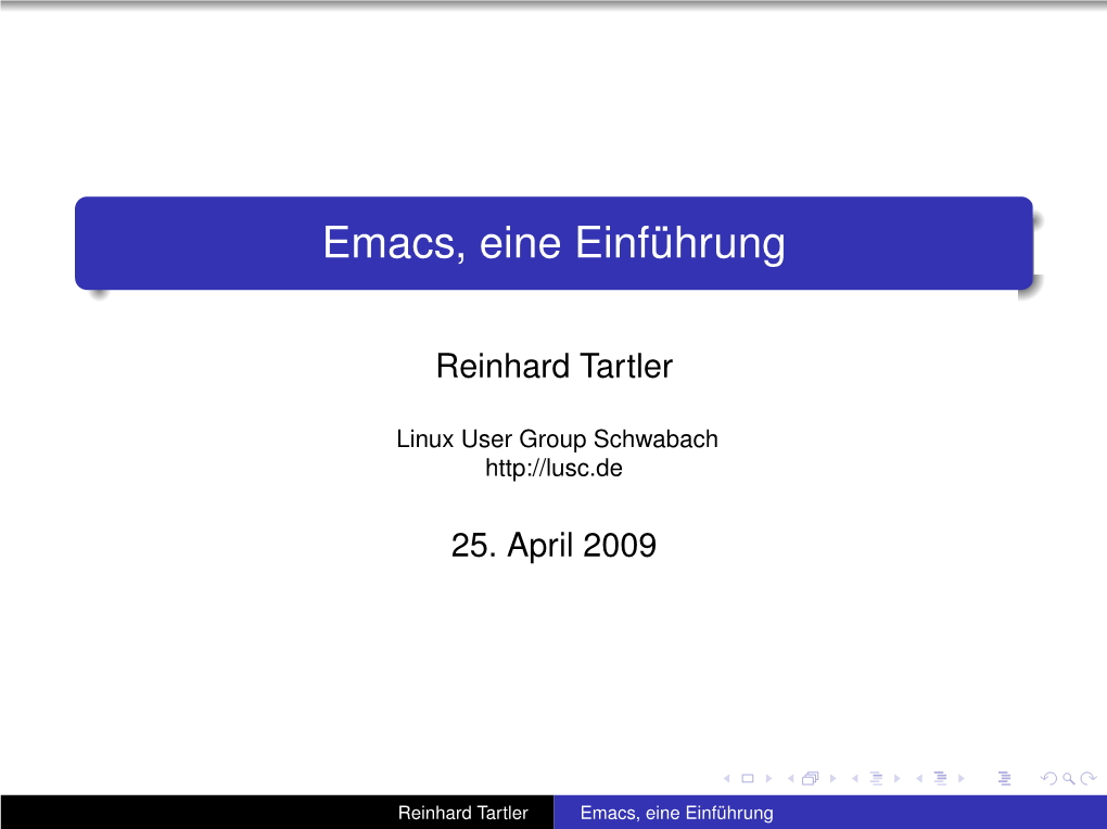 Emacs, Eine Einführung