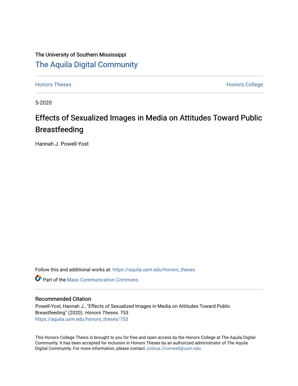 Effects of Sexualized Images in Media on Attitudes Toward Public Breastfeeding