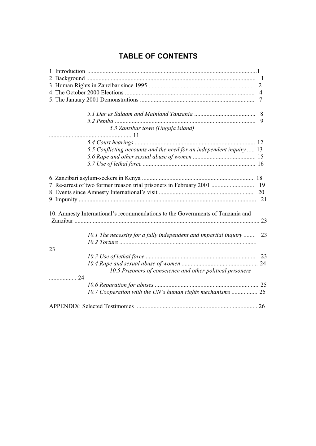 Table of Contents