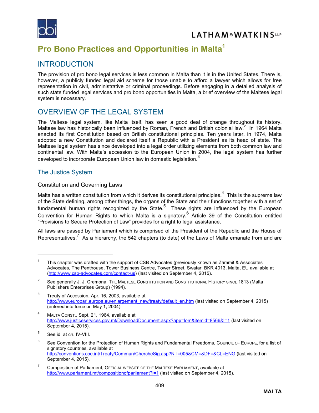 Pro Bono Practices and Opportunities in Malta1