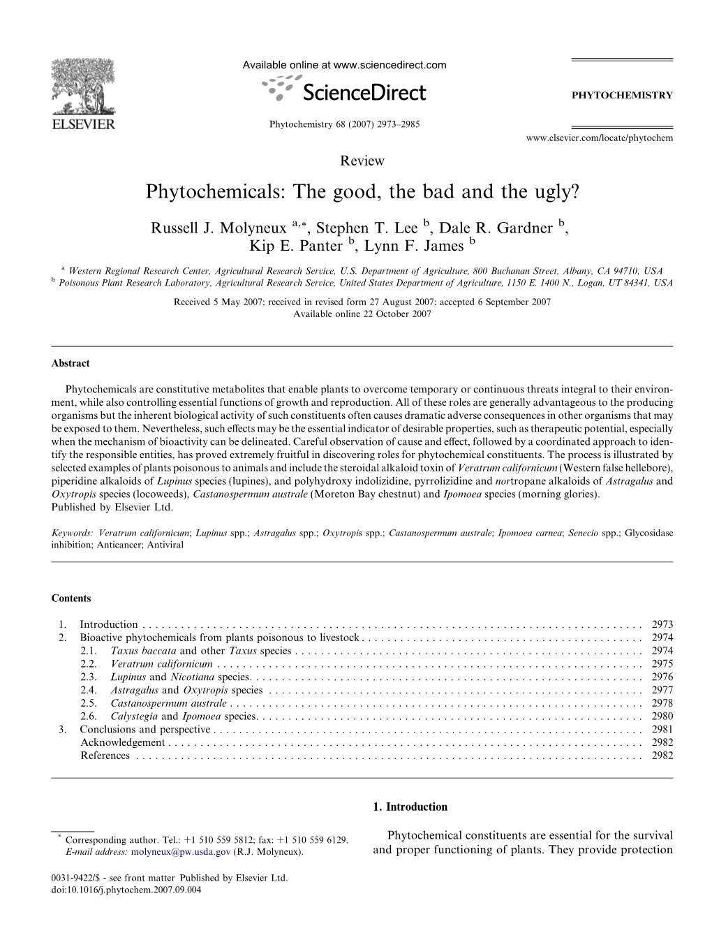 Phytochemicals: the Good, the Bad and the Ugly?