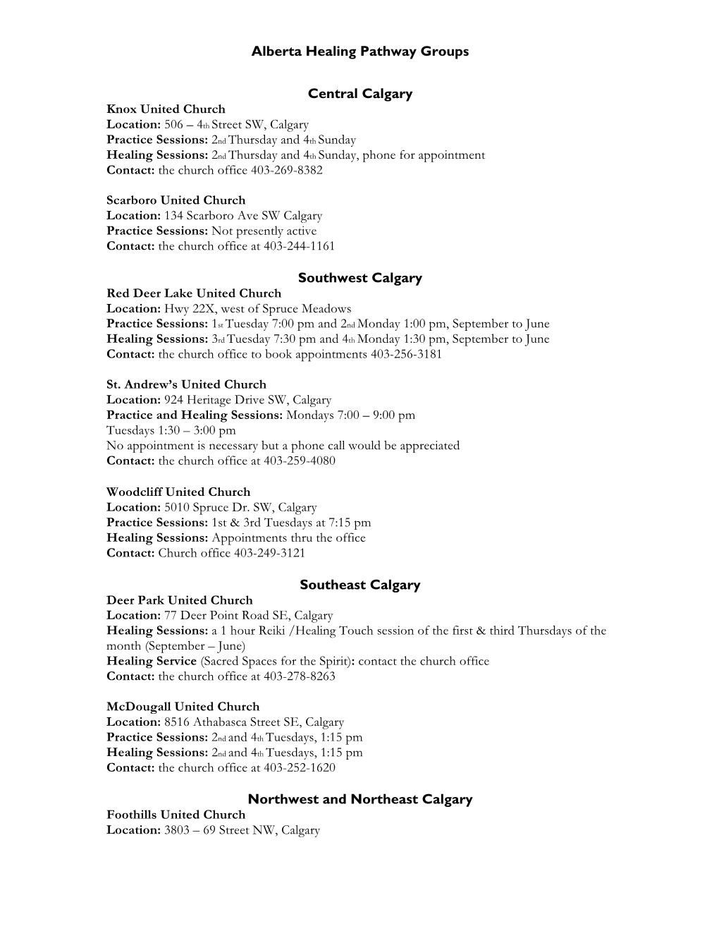 Alberta Healing Pathway Groups Central Calgary Southwest Calgary