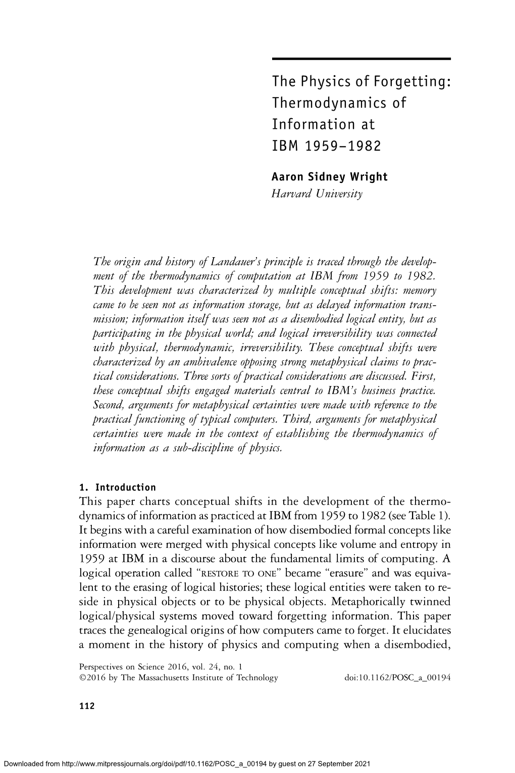 Thermodynamics of Information at IBM 1959–1982