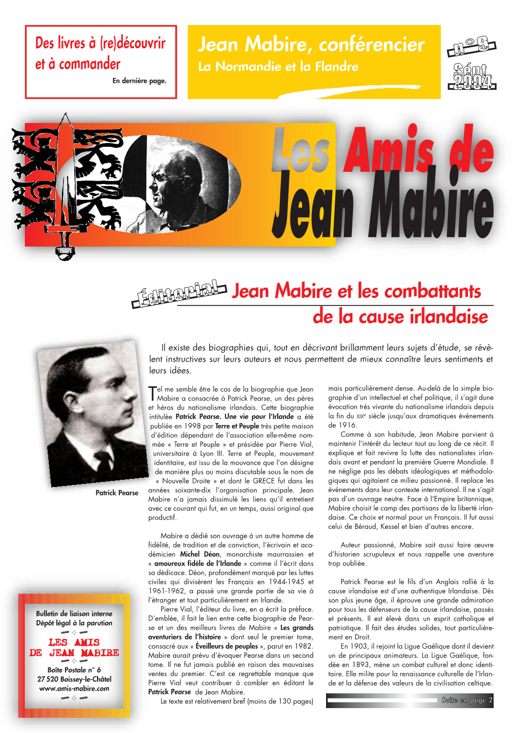 Jean Mabire, Conférencier N°9 Et À Commander La Normandie Et La Flandre Sépt