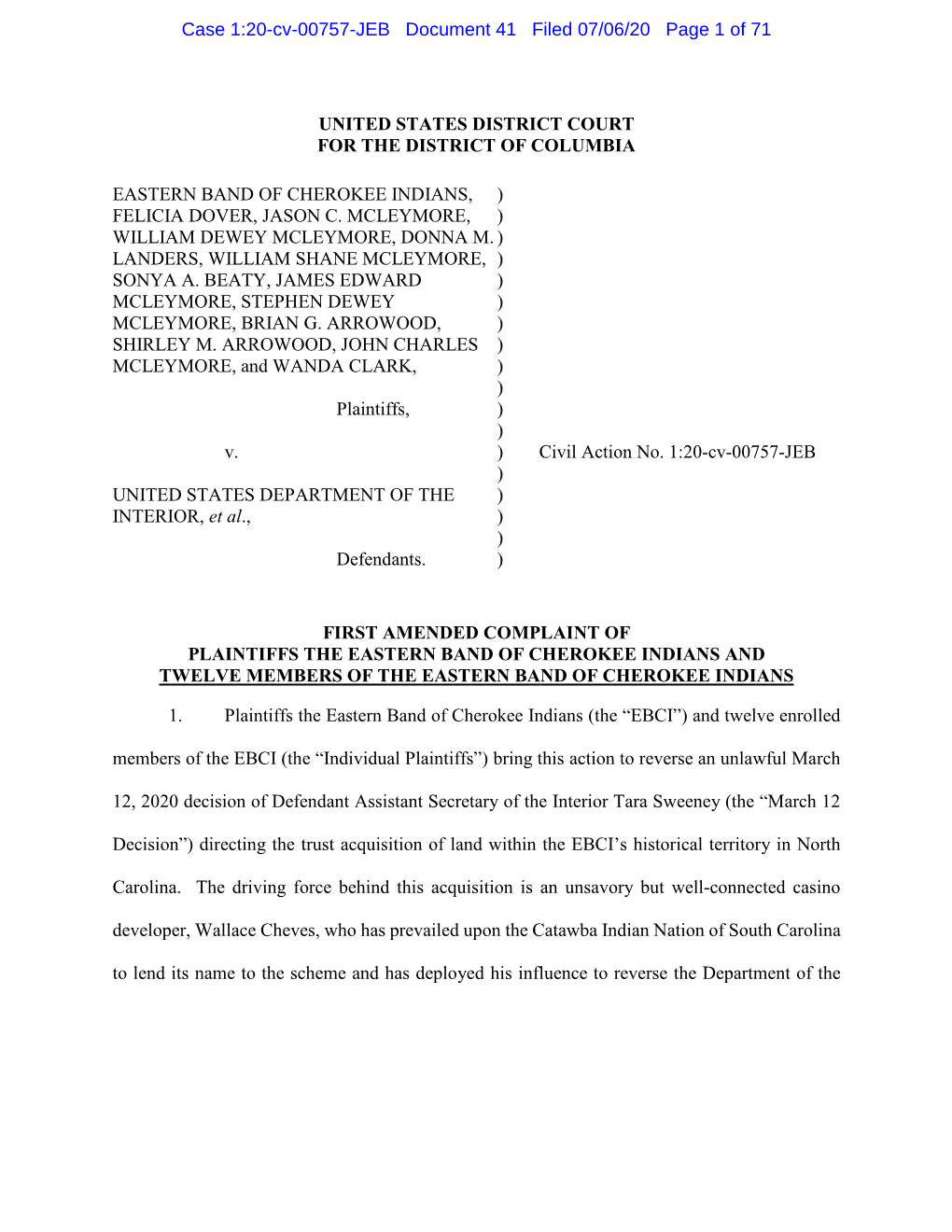 Case 1:20-Cv-00757-JEB Document 41 Filed 07/06/20 Page 1 of 71