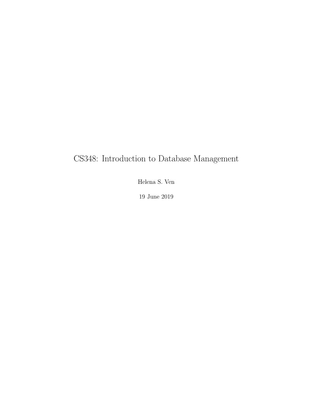 CS348: Introduction to Database Management