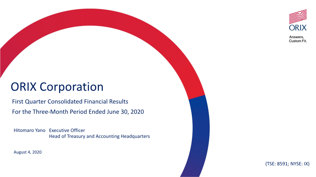ORIX Corporation First Quarter Consolidated Financial Results for the Three-Month Period Ended June 30, 2020
