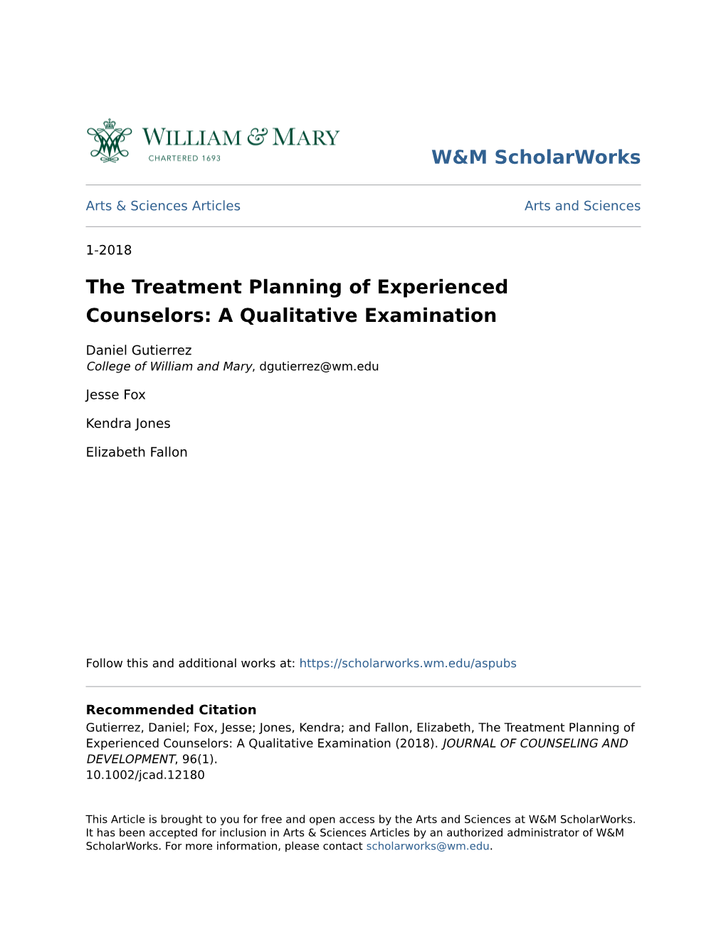 The Treatment Planning of Experienced Counselors: a Qualitative Examination