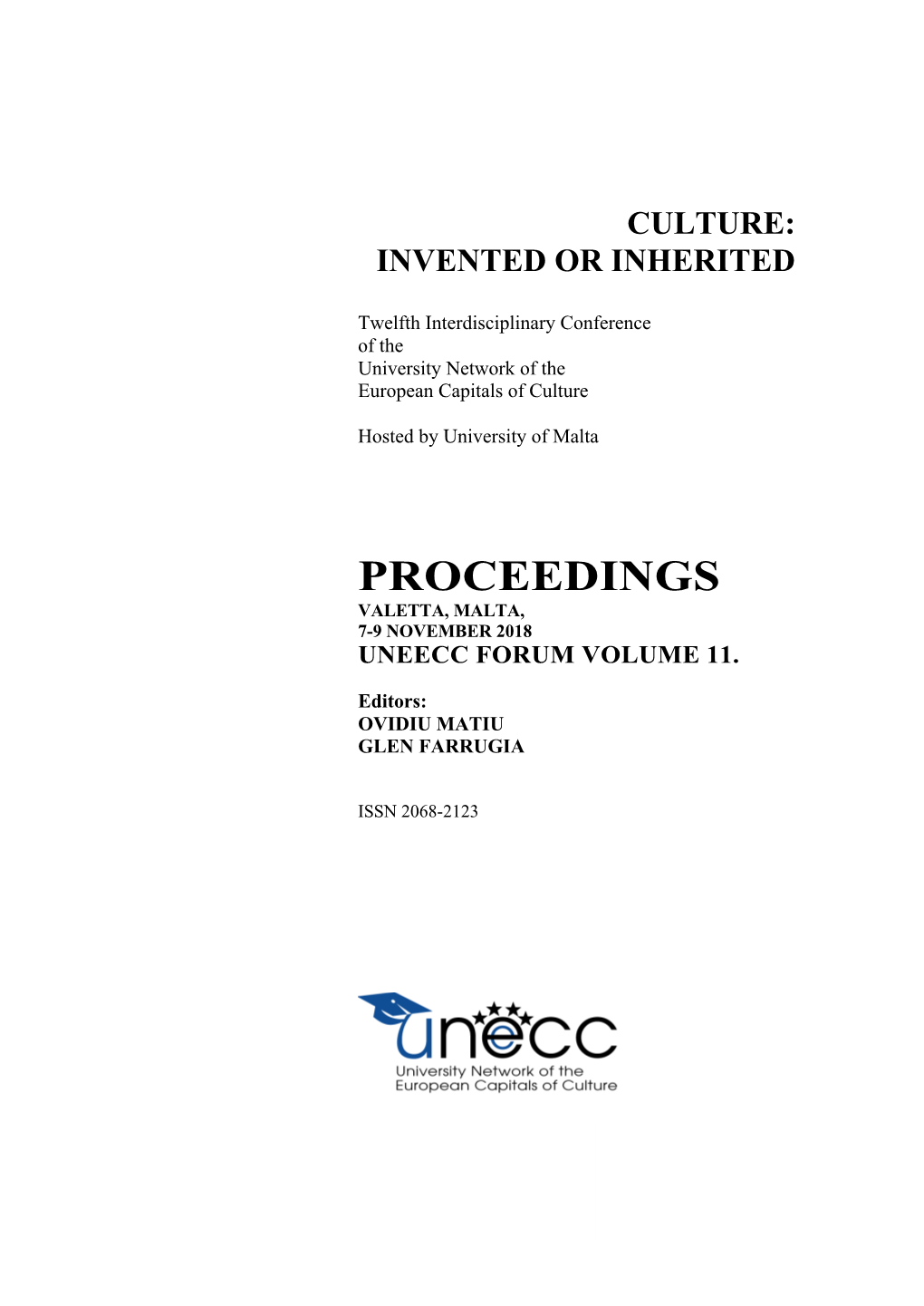 Proceedings Valetta, Malta, 7-9 November 2018 Uneecc Forum Volume 11