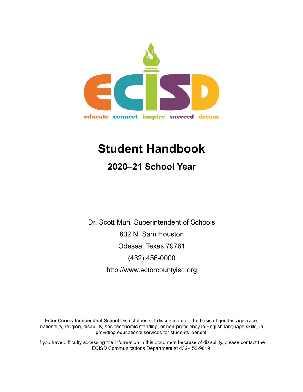 ECISD Student Handbook 2020-21 English FINAL.Pdf