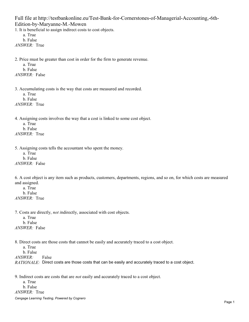 Chapter 2 - Basic Managerial Accounting Concepts