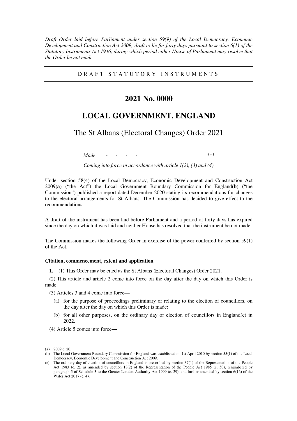 The St Albans (Electoral Changes) Order 2021