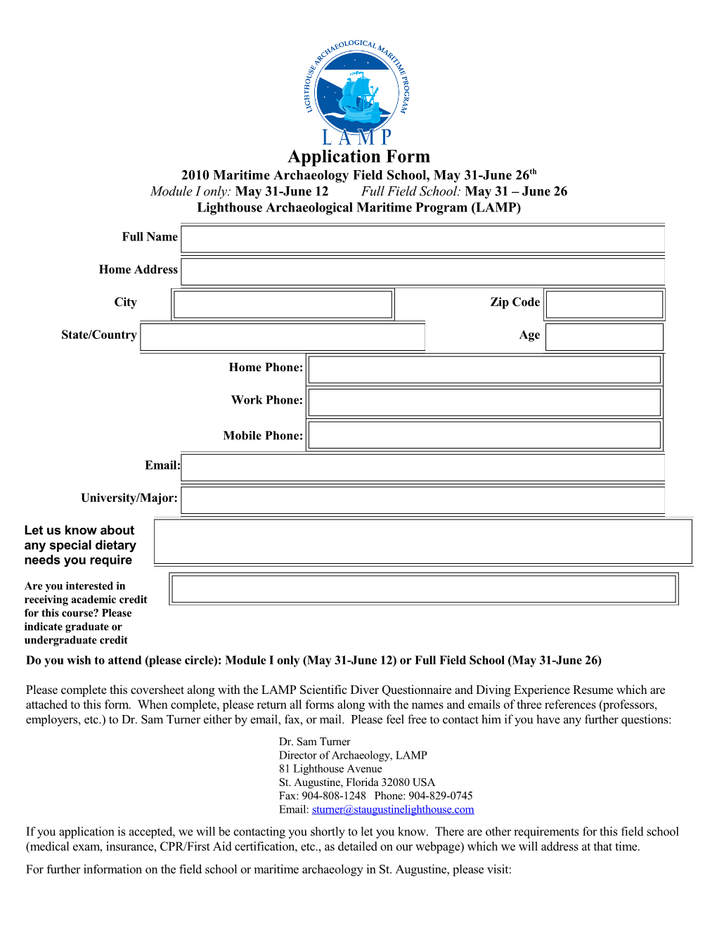 Field School Application Form