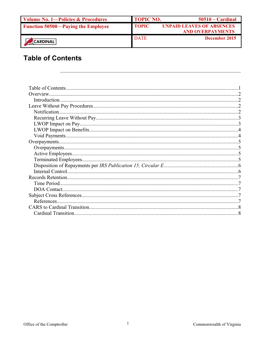 CAPP Manual - 50510 - Payroll Accounting, Paying the Employee, Unpaid Leaves of Absences