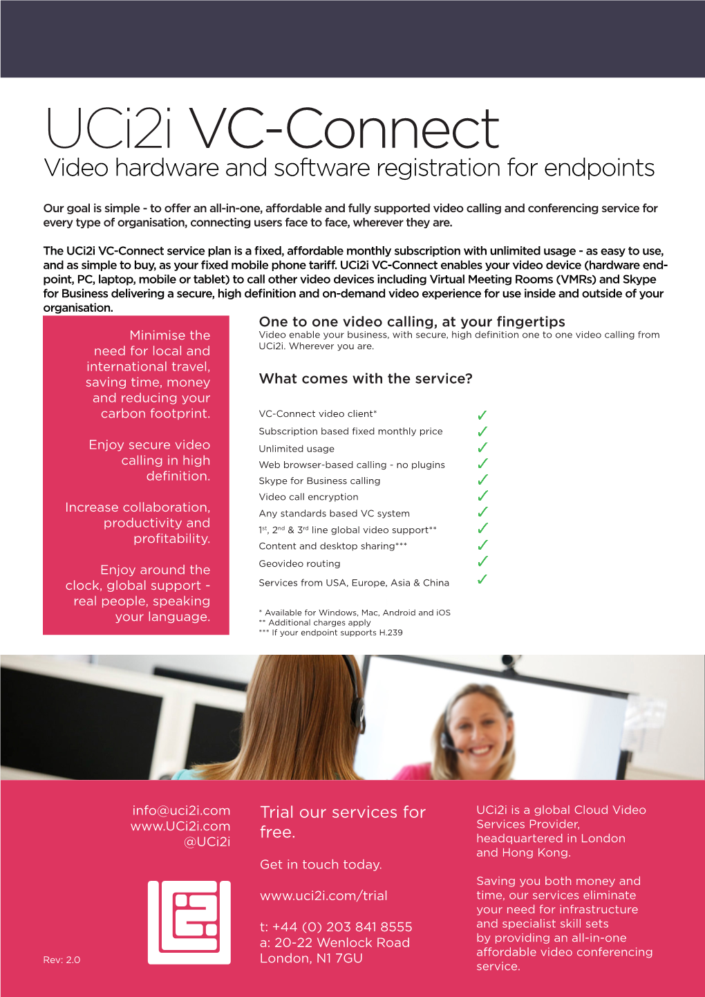 Uci2i VC-Connect Video Hardware and Software Registration for Endpoints