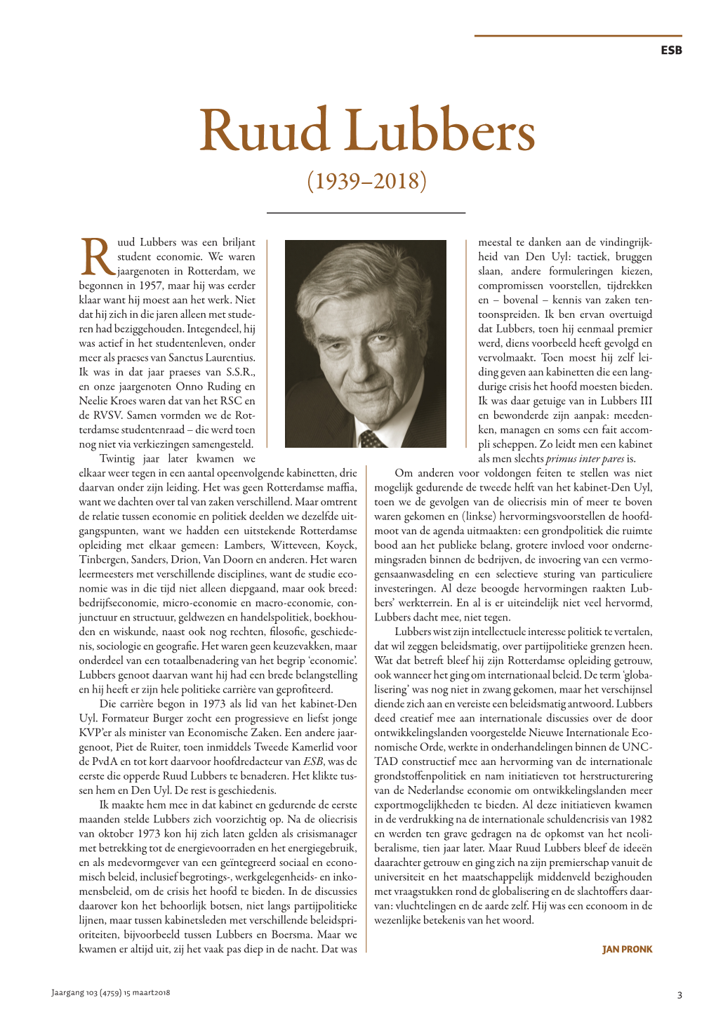 Ruud Lubbers (1939–2018)