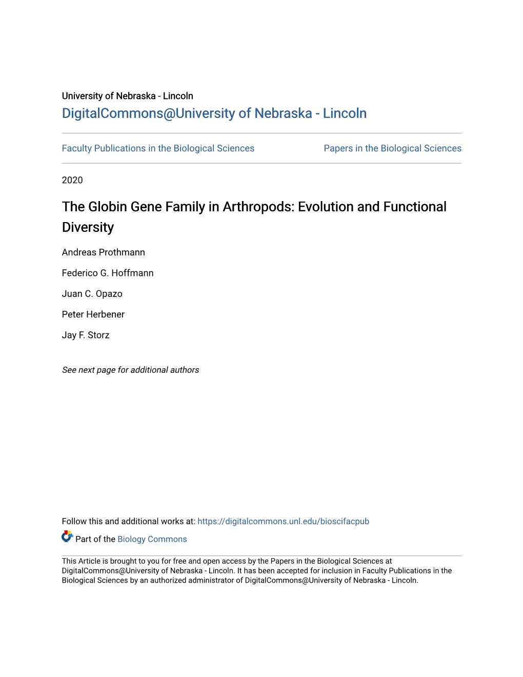 The Globin Gene Family in Arthropods: Evolution and Functional Diversity