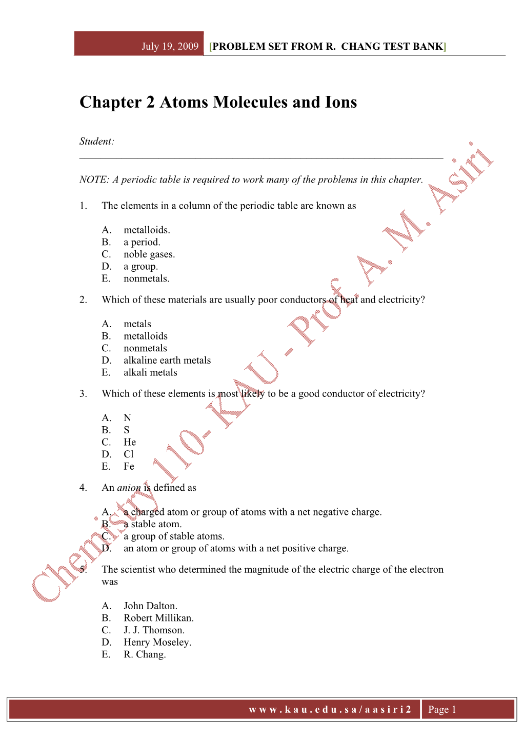 Chapter 2 Atoms Molecules and Ions