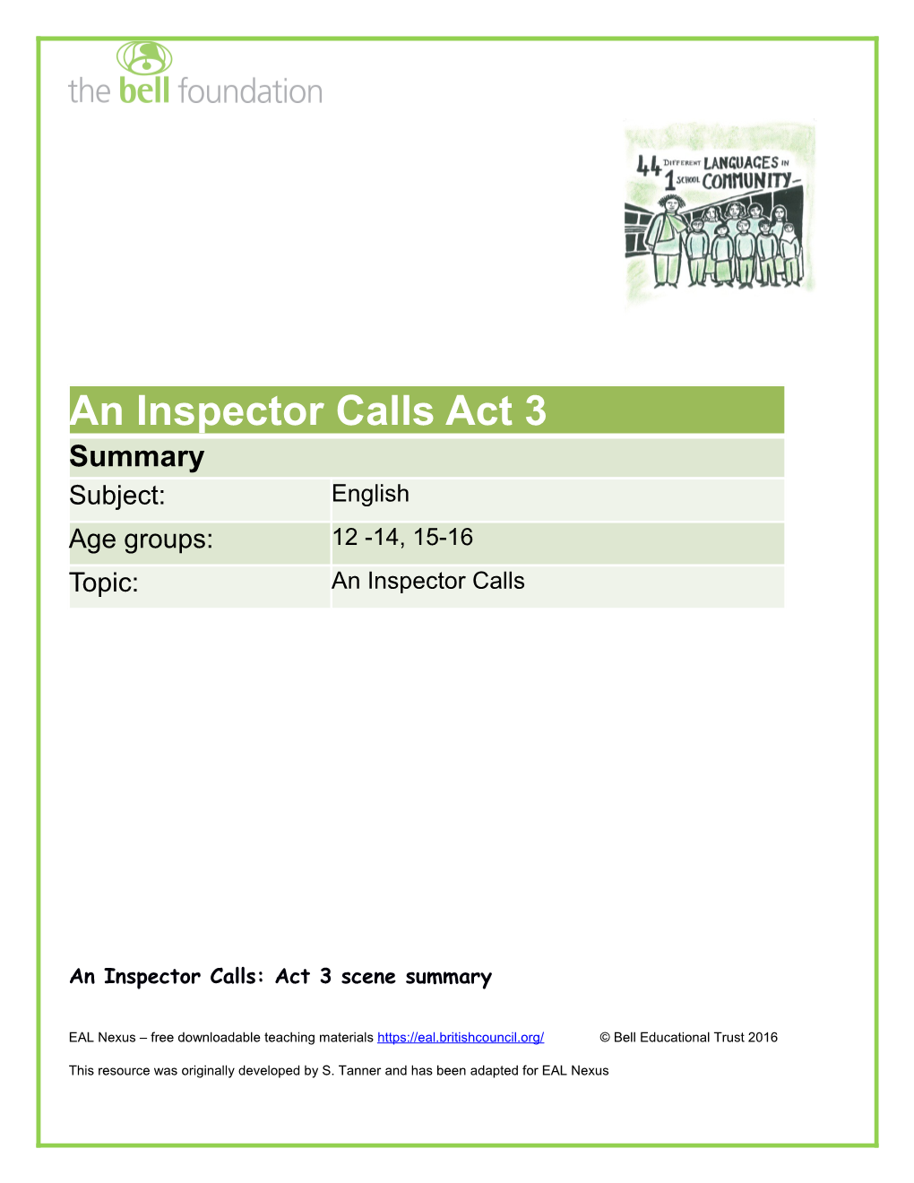 An Inspector Calls: Act 3 Scene Summary