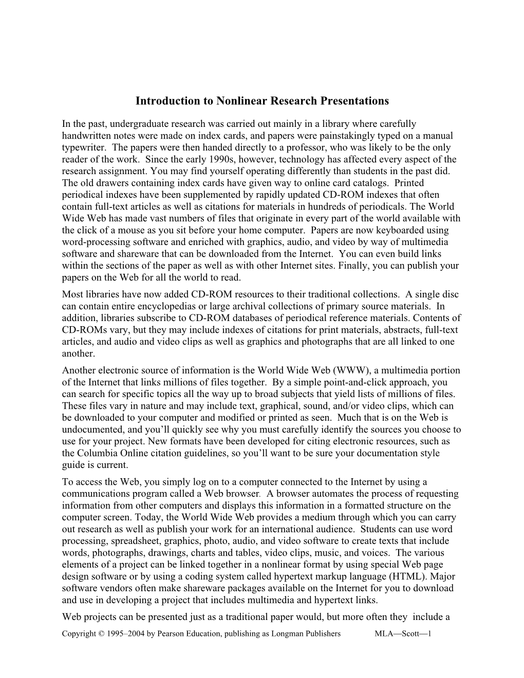 Introduction to Nonlinear Research Presentations