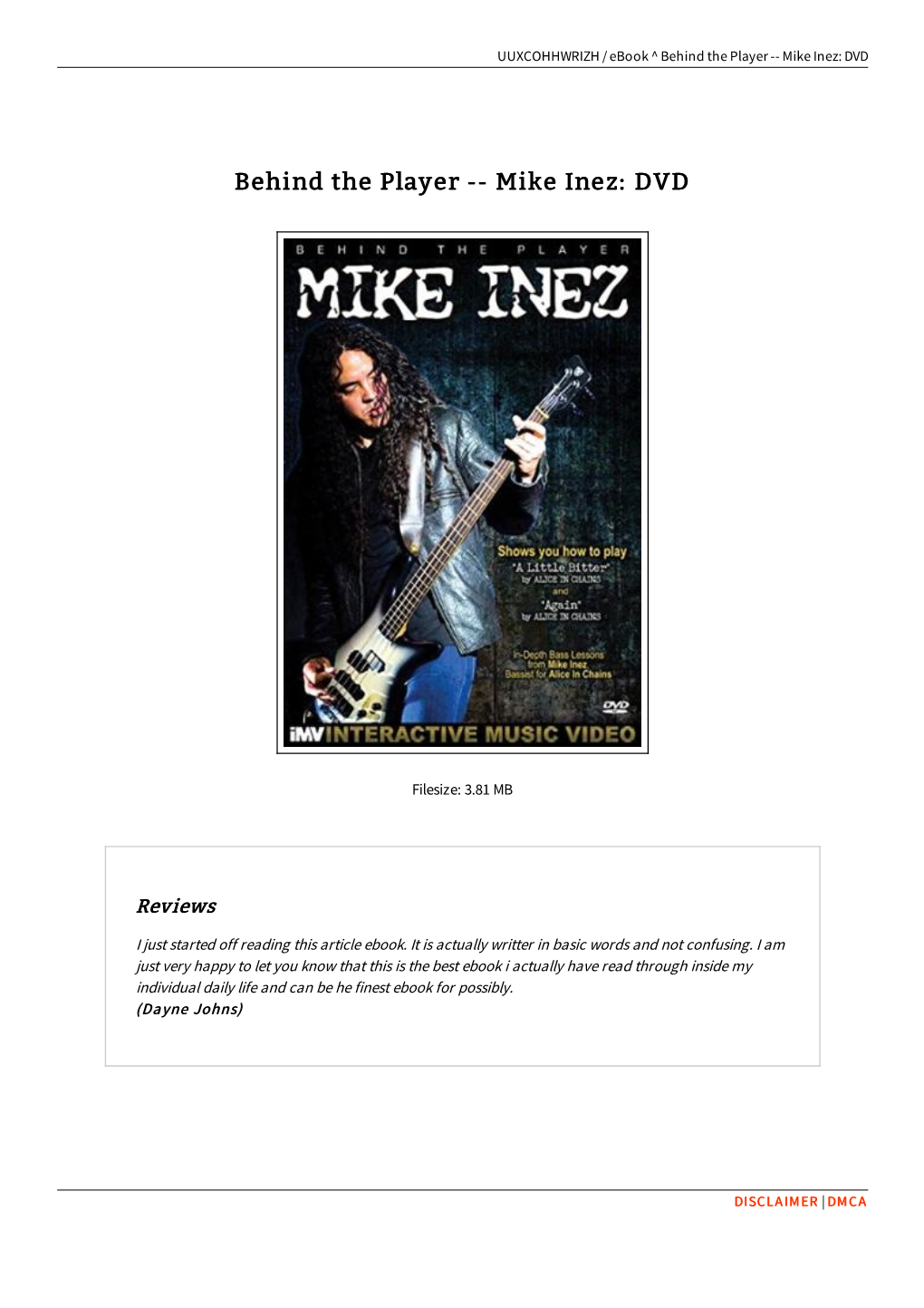 Read Book ^ Behind the Player -- Mike Inez: DVD ^ Y113GHR2ZKAR