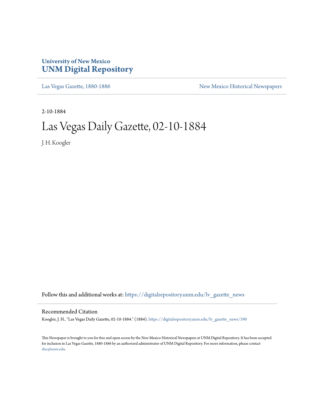 Las Vegas Daily Gazette, 02-10-1884 J