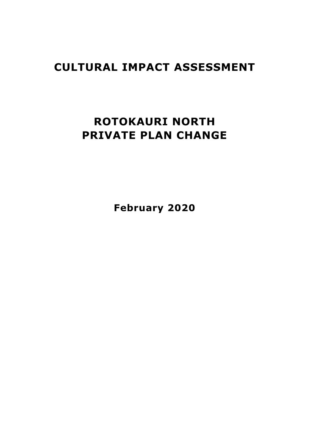 Cultural Impact Assessment Rotokauri North Private