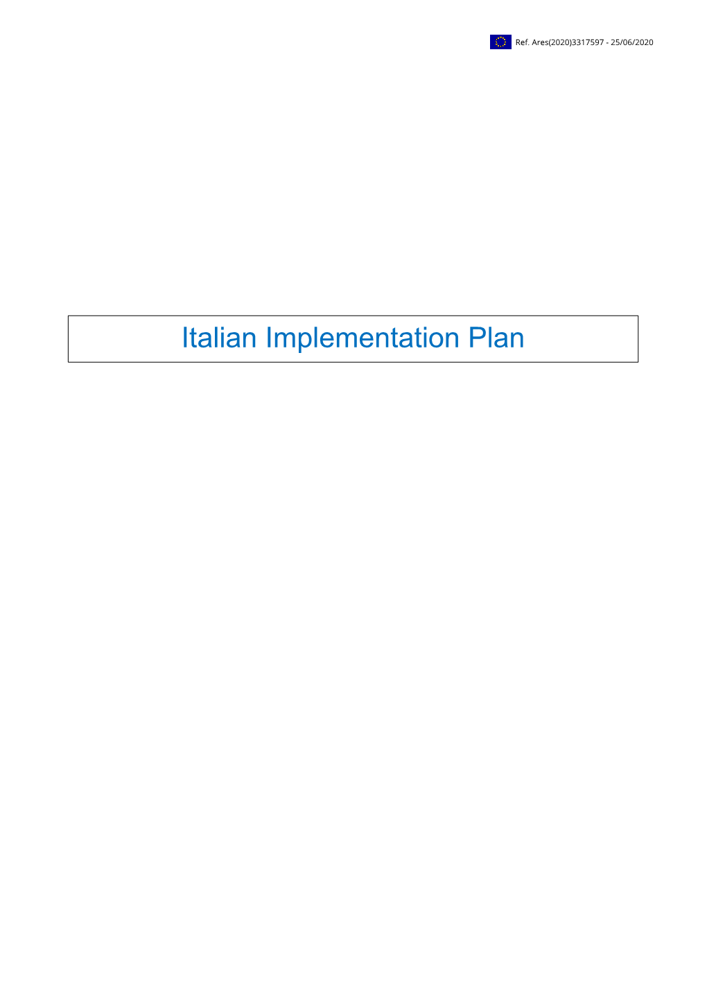 Italian Electricity Market: Implementation Plan