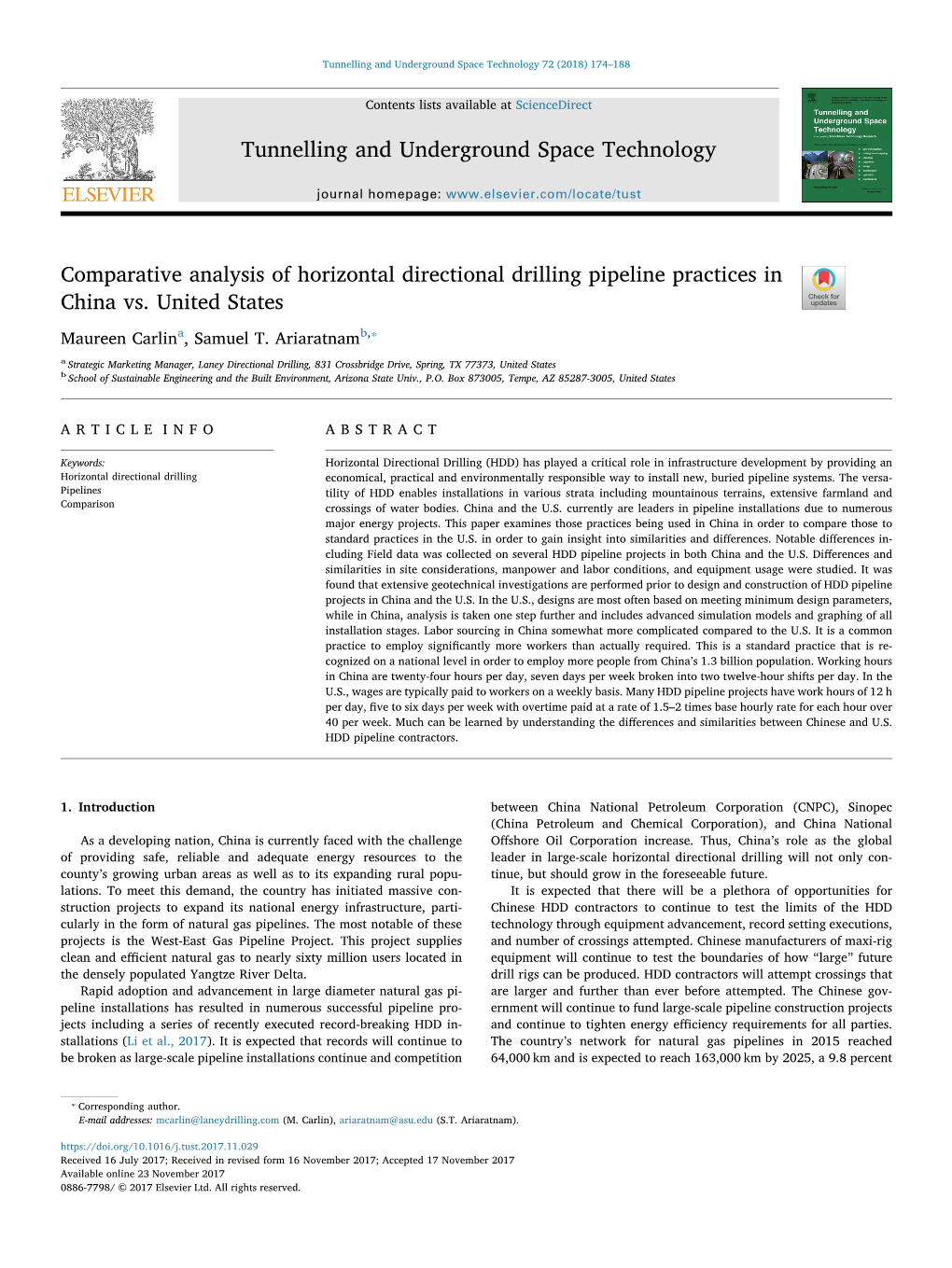 Comparative Analysis of Horizontal Directional Drilling Pipeline Practices in T China Vs