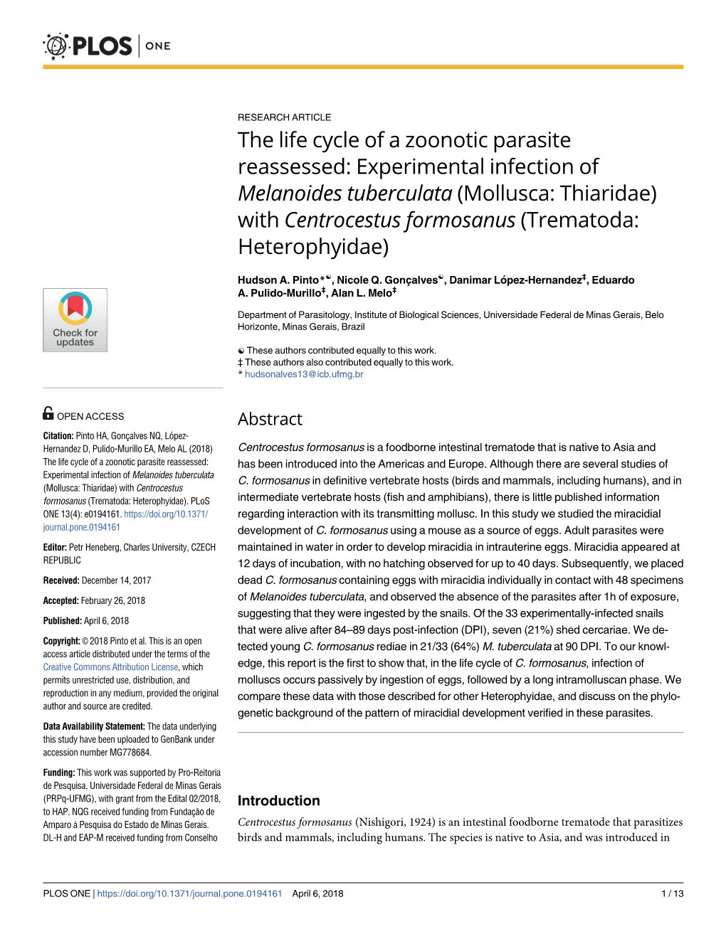 The Life Cycle of a Zoonotic Parasite Reassessed