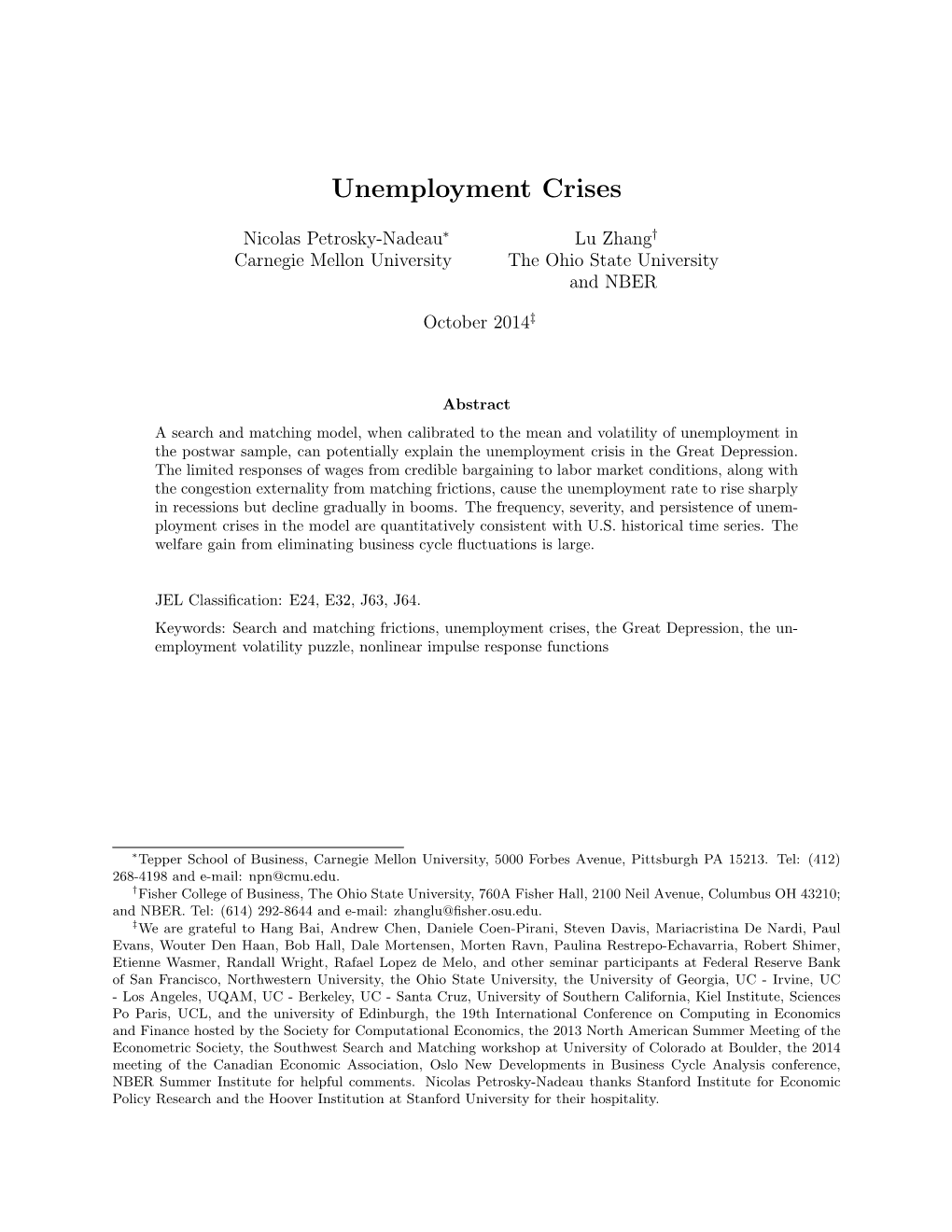 Unemployment Crises