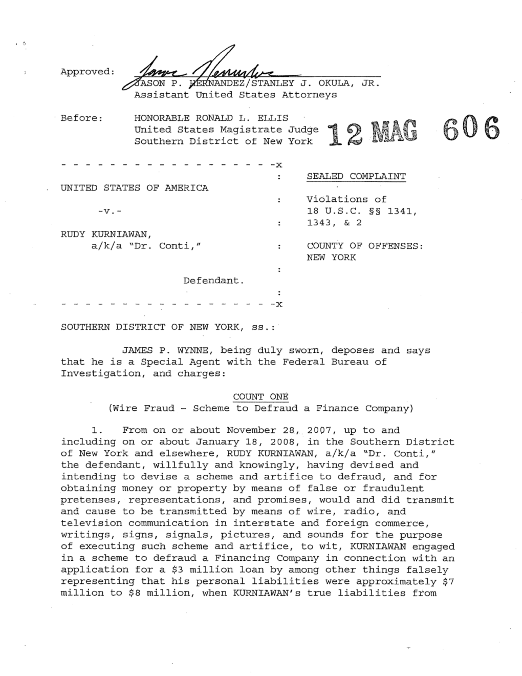 U.S. V. Rudy Kurniawan Complaint