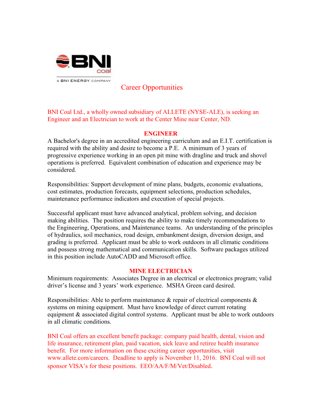 BNI Coal, Ltd