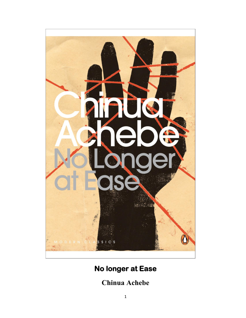 Chinua Achebe, No Longer at Ease