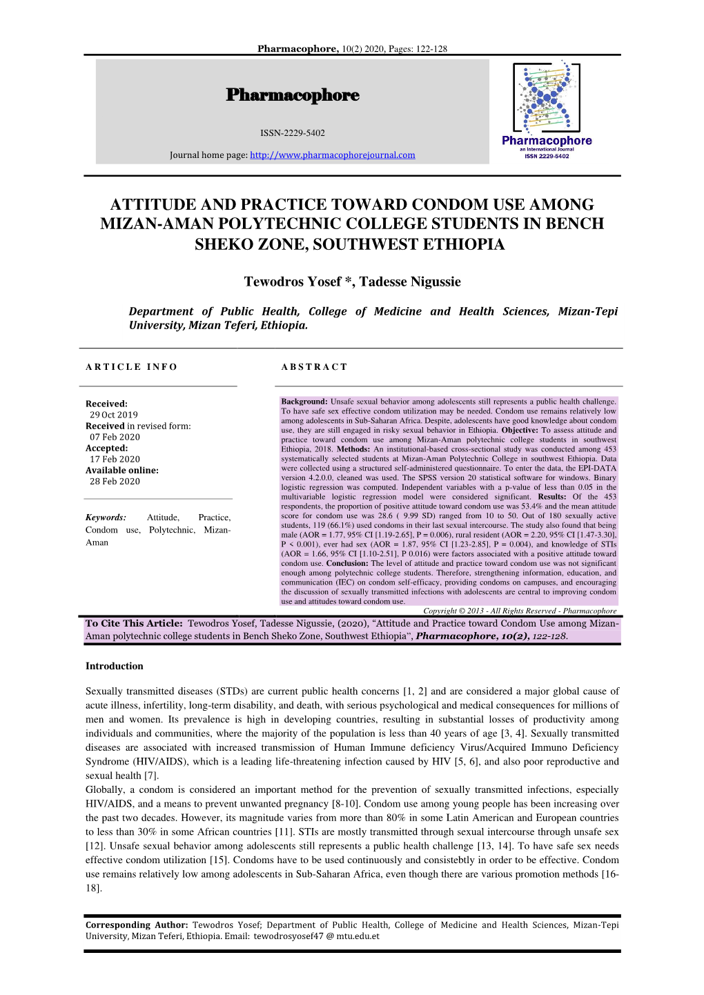 Pharmacophore ATTITUDE and PRACTICE TOWARD CONDOM