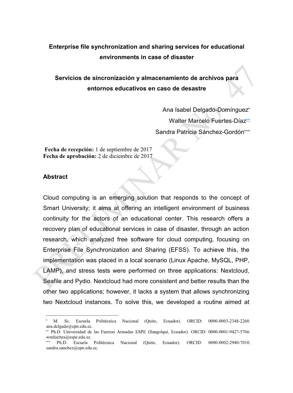 Enterprise File Synchronization and Sharing Services for Educational Environments in Case of Disaster