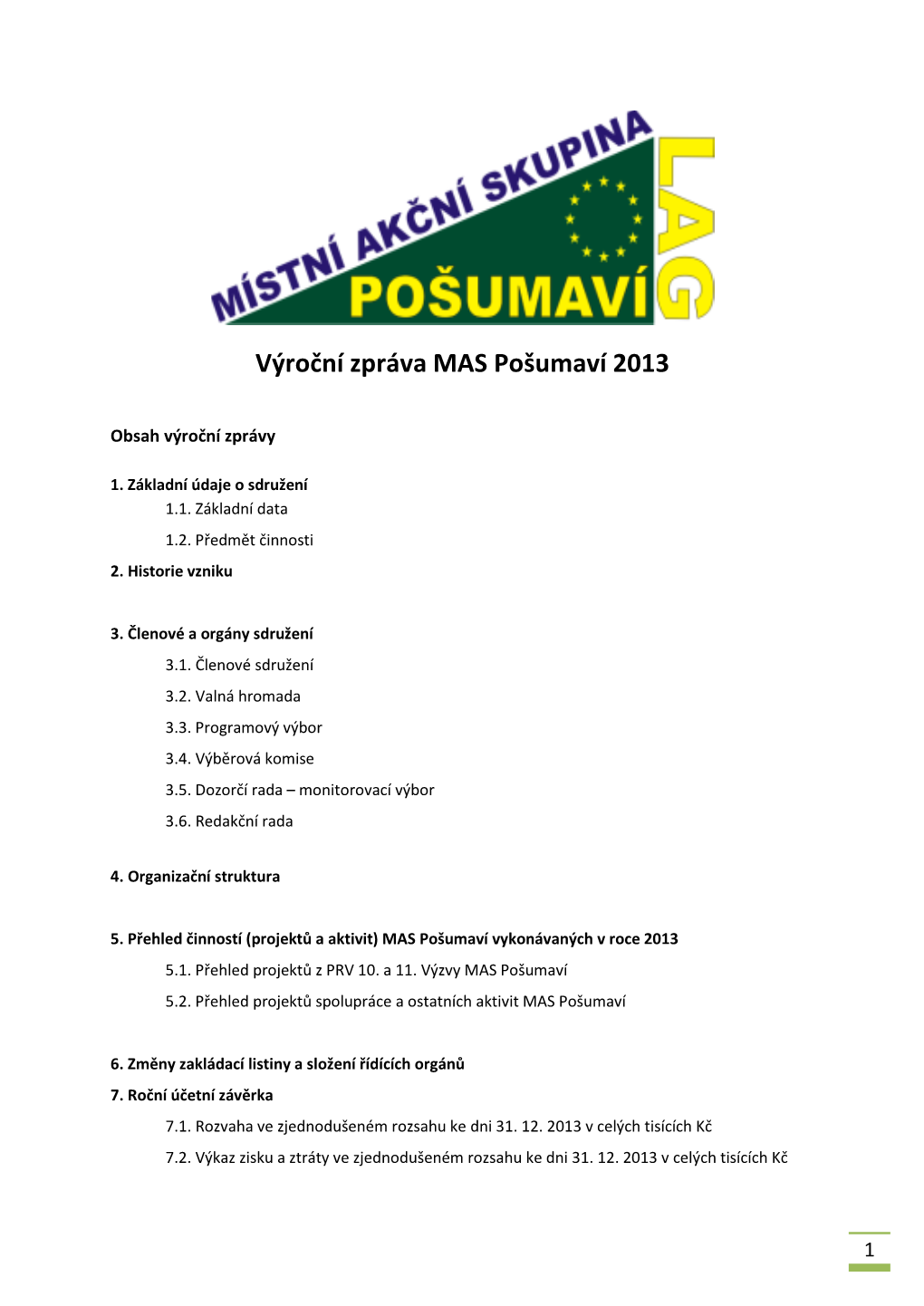 Výroční Zpráva Mas Pošumaví 2013.Pdf