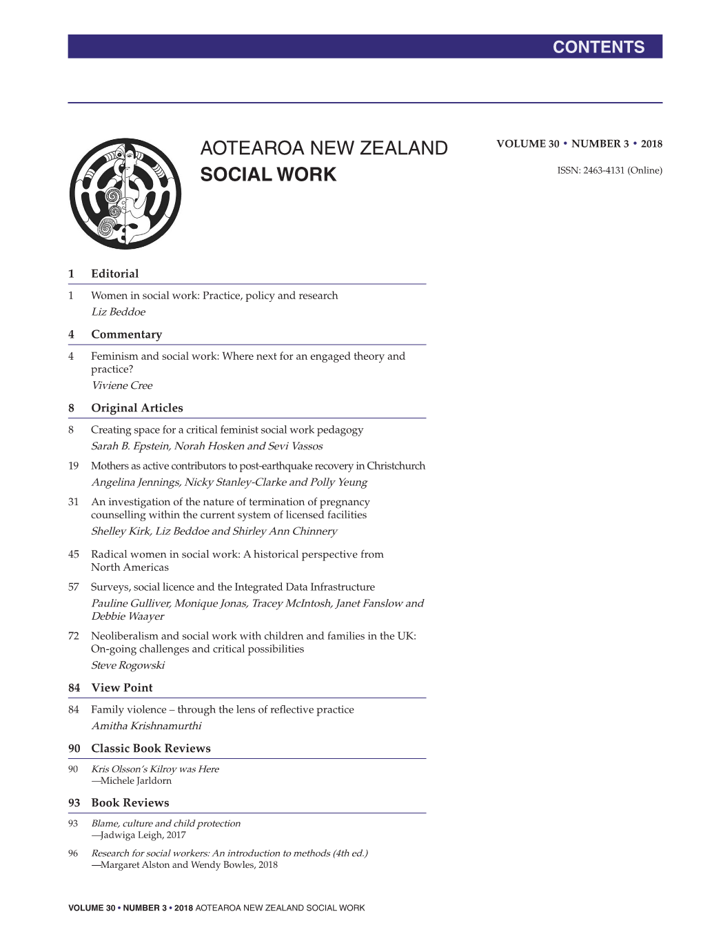 Aotearoa New Zealand Social Work Editorial