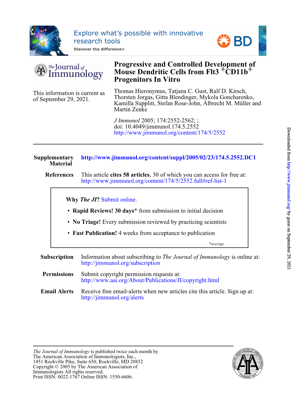 Progenitors in Vitro + Cd11b + Mouse Dendritic Cells from Flt3