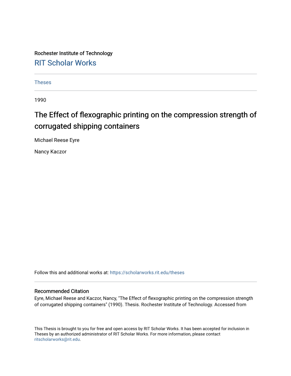 The Effect of Flexographic Printing on the Compression Strength of Corrugated Shipping Containers