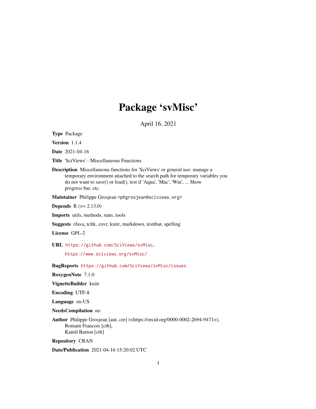Package 'Svmisc'