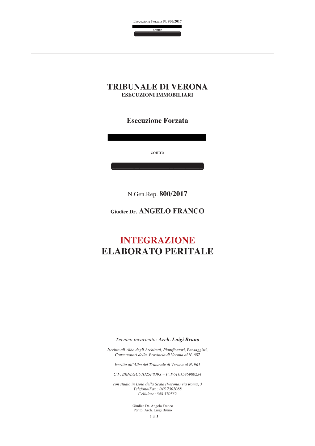 Integrazione Elaborato Peritale