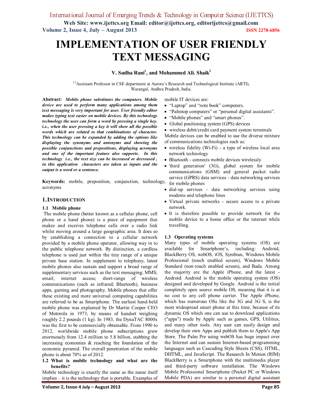 Implementation of User Friendly Text Messaging