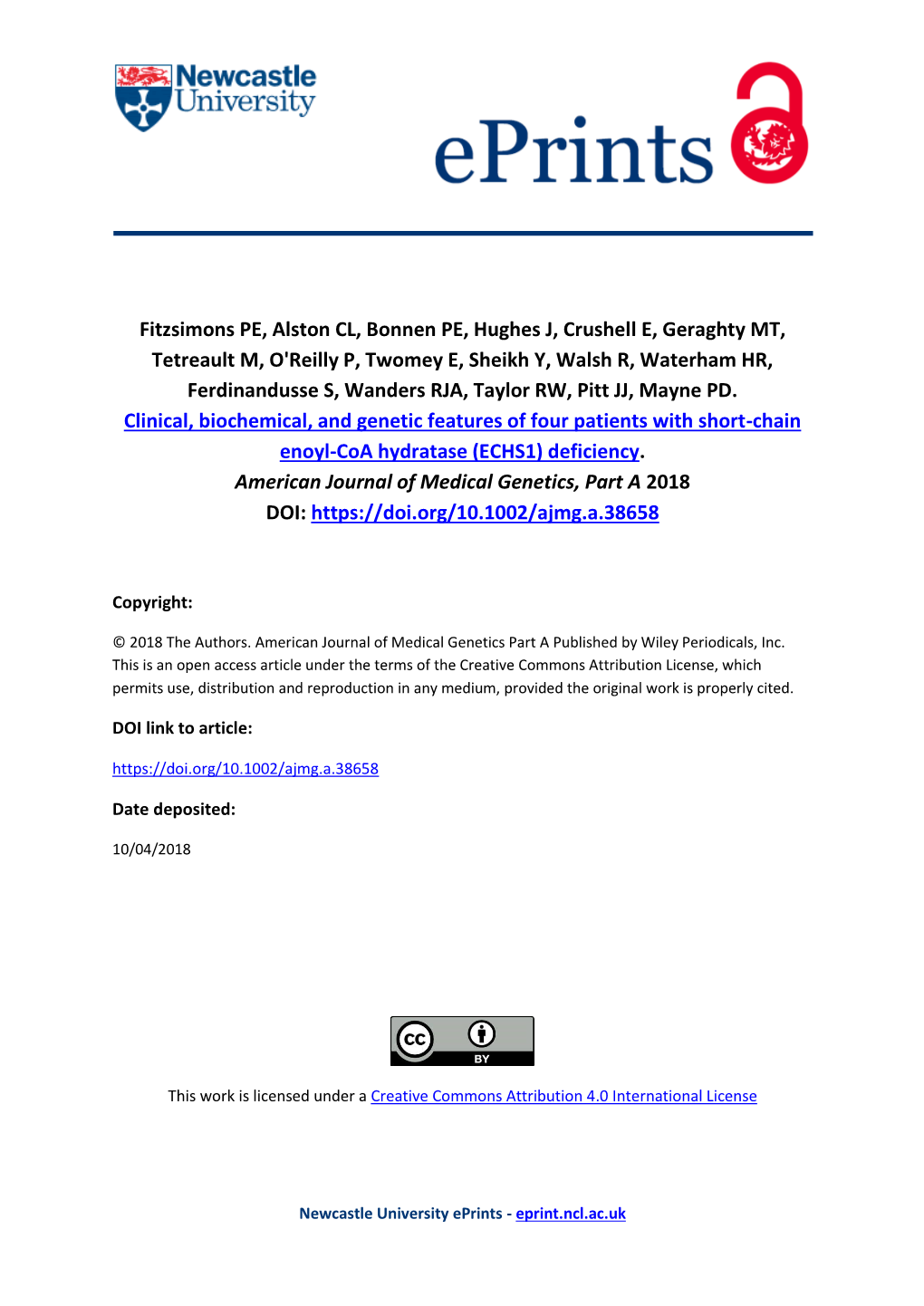 Coa Hydratase (ECHS1) Deficiency