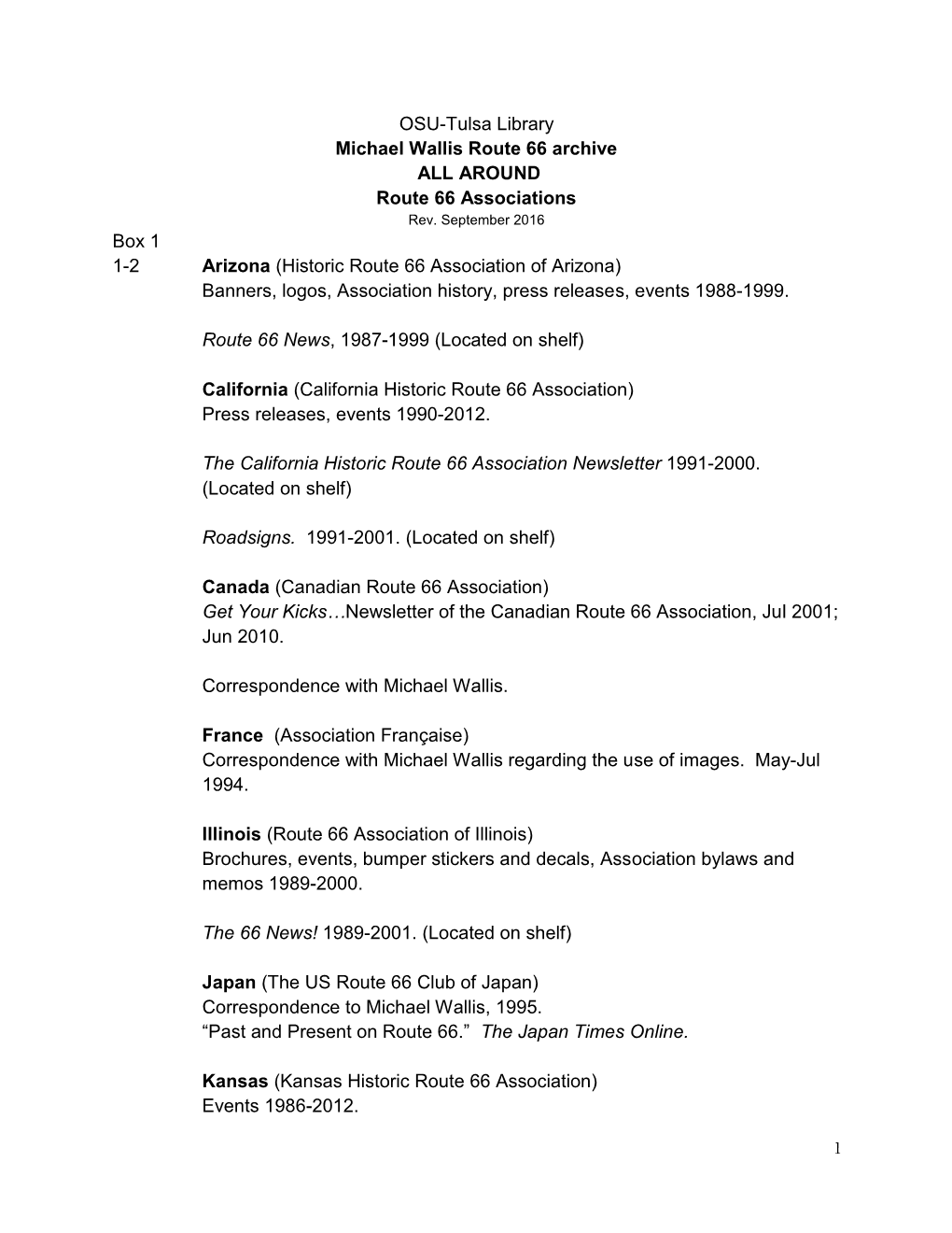 Historic Route 66 Association of Arizona) Banners, Logos, Association History, Press Releases, Events 1988-1999