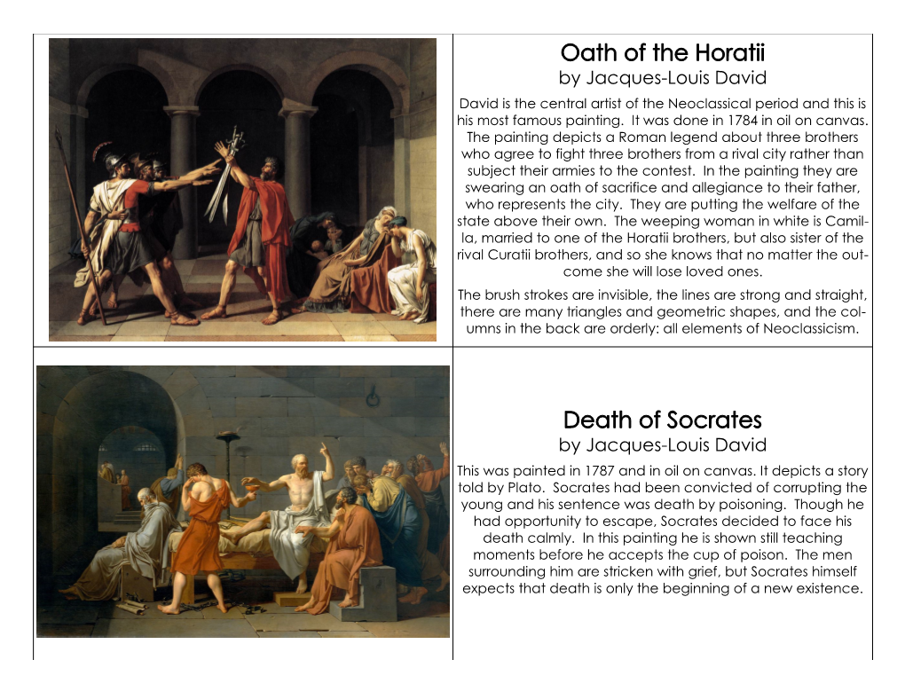 Oath of the Horatii Death of Socrates