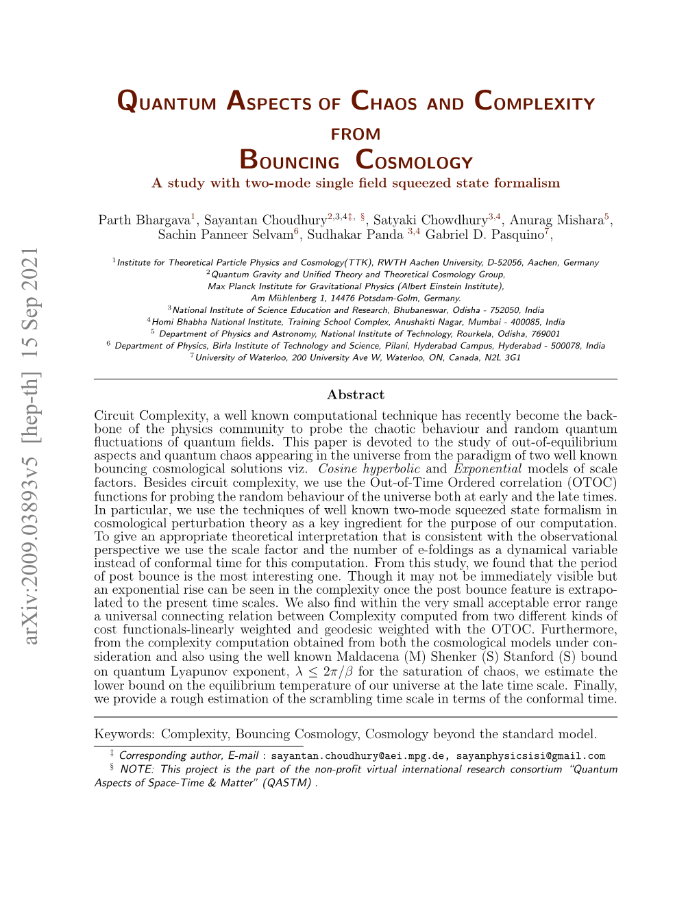 Arxiv:2009.03893V3 [Hep-Th] 16 Sep 2020