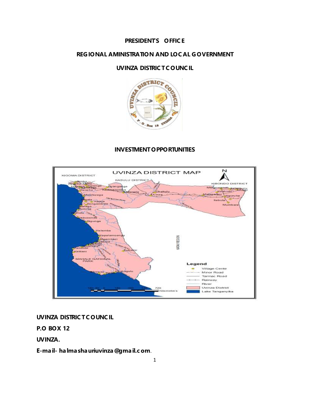 Investment Opportunities in Uvinza District