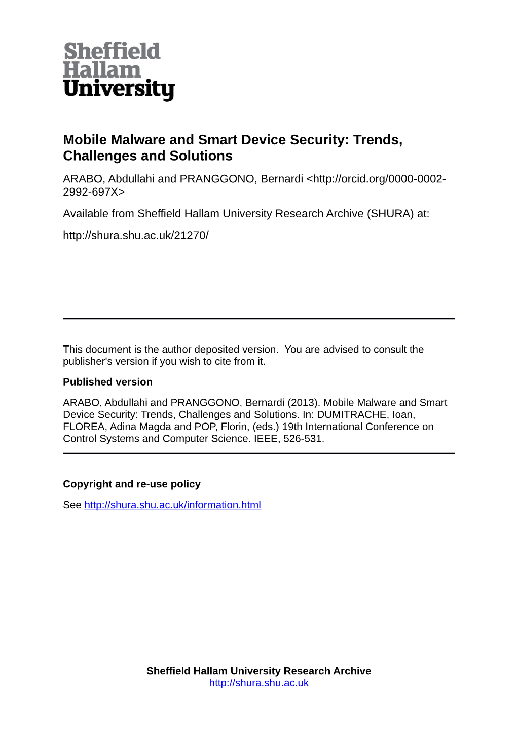 Mobile Malware and Smart Device Security