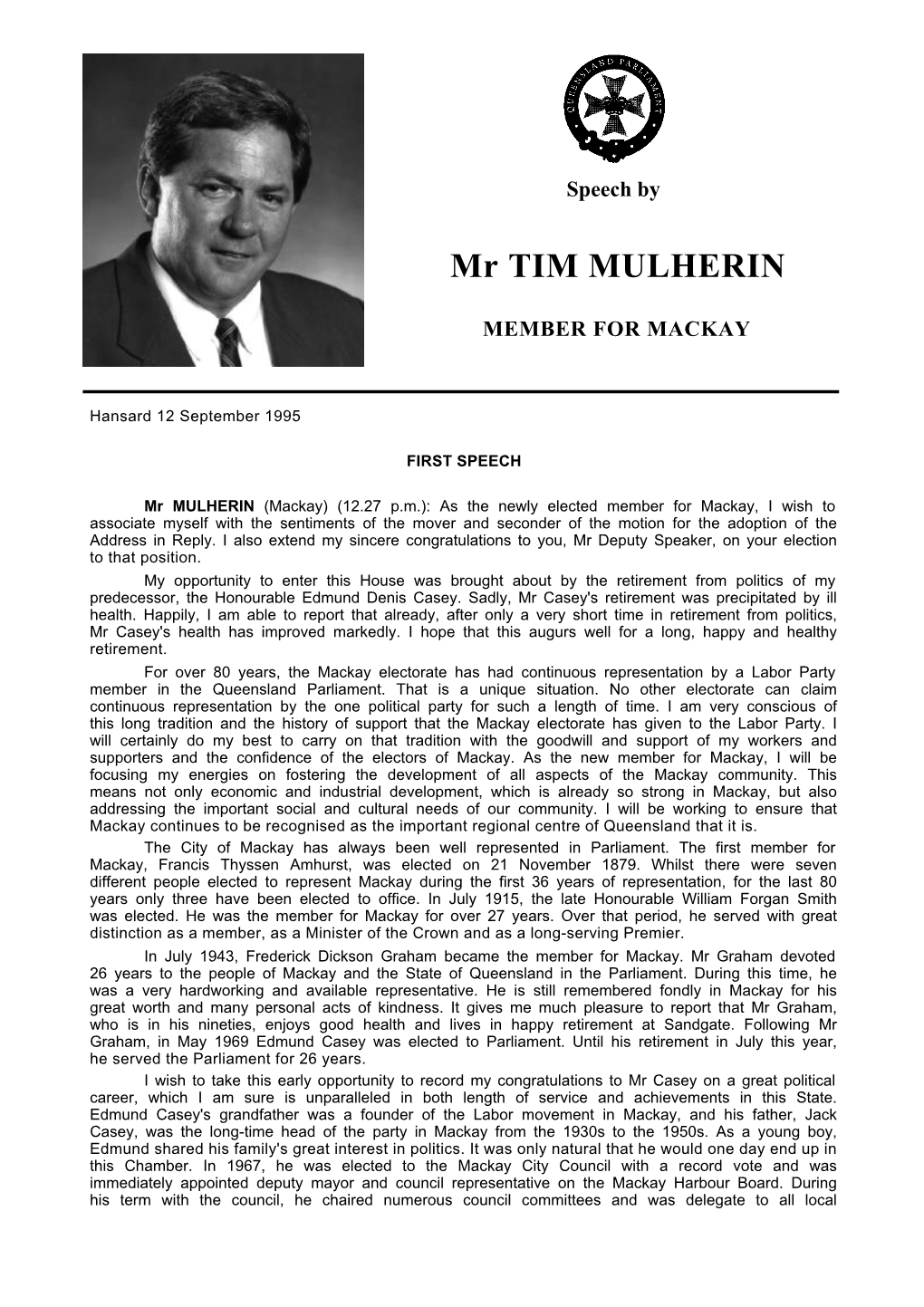 Mr TIM MULHERIN